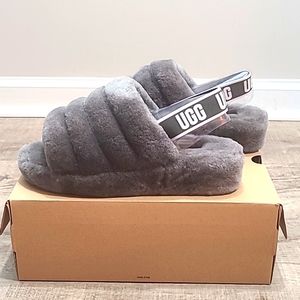 UGG Fluff Yeah Slide Sandal Charcoal Grey